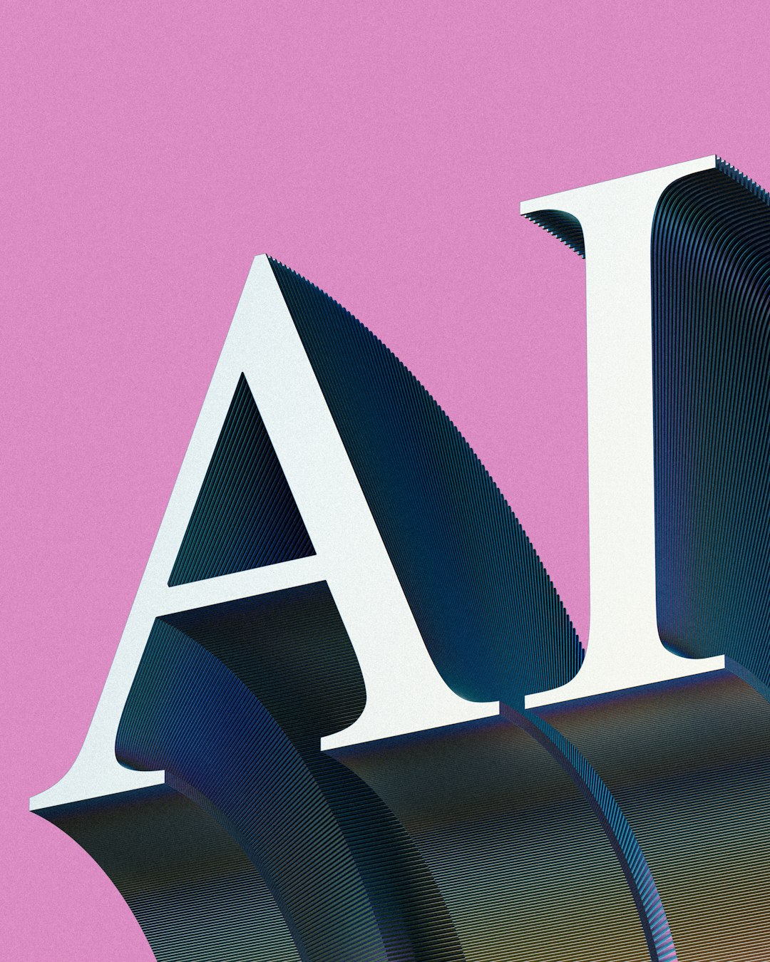 3D render of the word AI designed as multiple meticulously stacked layers of AI text, symbolizing the vastness of the data used to train the model.